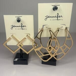 Two Pairs Gold Hoop Style Earrings from Jennifer & Company - NEW